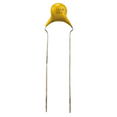 Vishay Single Layer Ceramic Capacitor 120 pF 2kV DC ±10% Tolerance S3N Dielectric F Series Through Hole F121K25S3NP63K7R