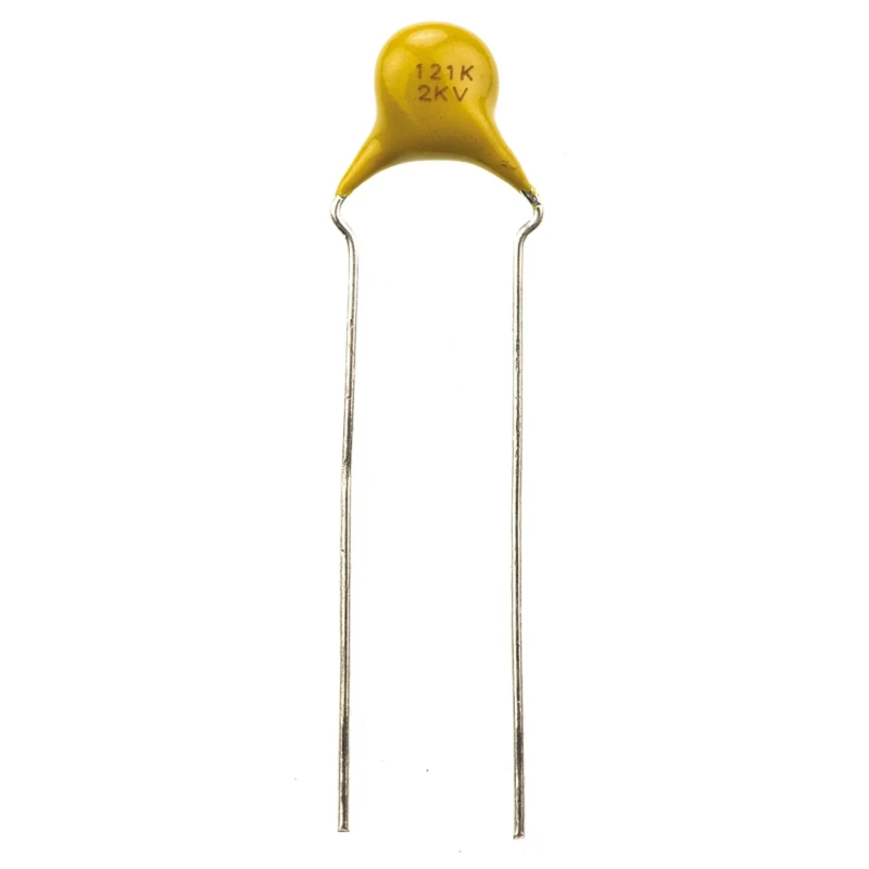 Vishay Single Layer Ceramic Capacitor 120 pF 2kV DC ±10% Tolerance S3N Dielectric F Series Through Hole F121K25S3NP63K7R