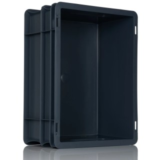 RS PRO 15L Grey Polypropylene Euro Container Stackable Ventilated Modular Storage Box 163-1899