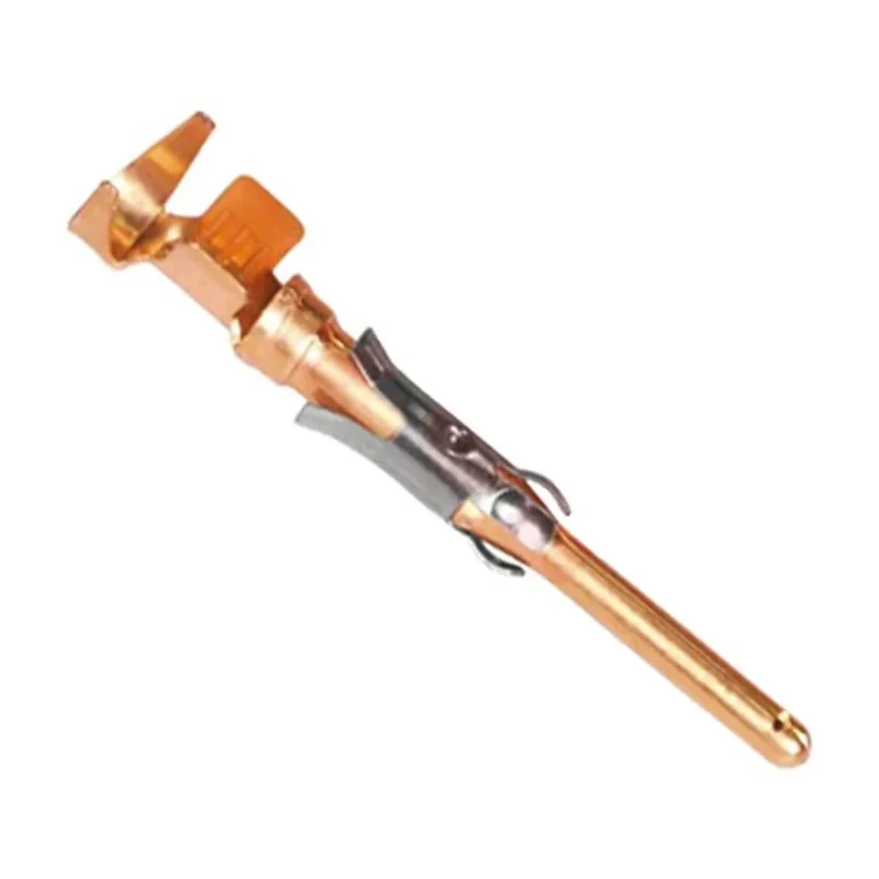 TE Connectivity Type III Series Male Crimp Terminal, 18 AWG Min Crimp, 14 AWG Max, Brass Gold Plated Contact 66602-2