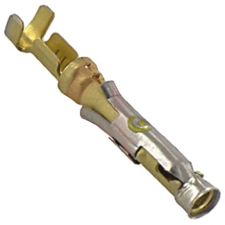 TE Connectivity Type III Series Female Crimp Terminal, 24 AWG Min Crimp, 20 AWG Max, Brass Contact, Tin Plated 66399-3