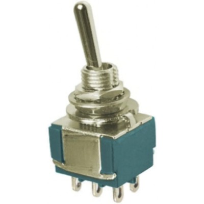 TE Connectivity Panel Mount Toggle Switch On-On DPDT 4A 28 V DC 125 V AC Nickel Plated Brass Actuator MTA206N