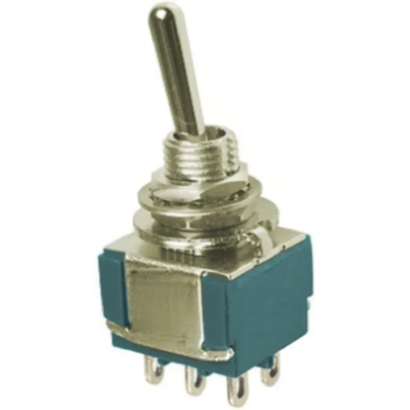 TE Connectivity Panel Mount Toggle Switch On-On DPDT 4A 28 V DC 125 V AC Nickel Plated Brass Actuator MTA206N