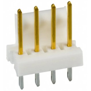TE Connectivity MTA-100 Series Straight Through Hole Pin Header, 4 Contacts, 2.54 mm Pitch, 1 Row, Unshrouded 3-641215-4