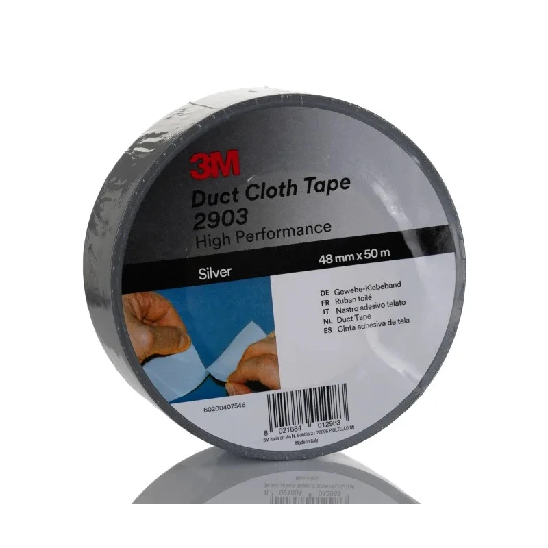 3M Scotch SUPREME Duct Tape, Silver, 48mm x 50m, Synthetic Rubber Adhesive, Polyethylene Backing, Model 2903 silver 48MMX50M