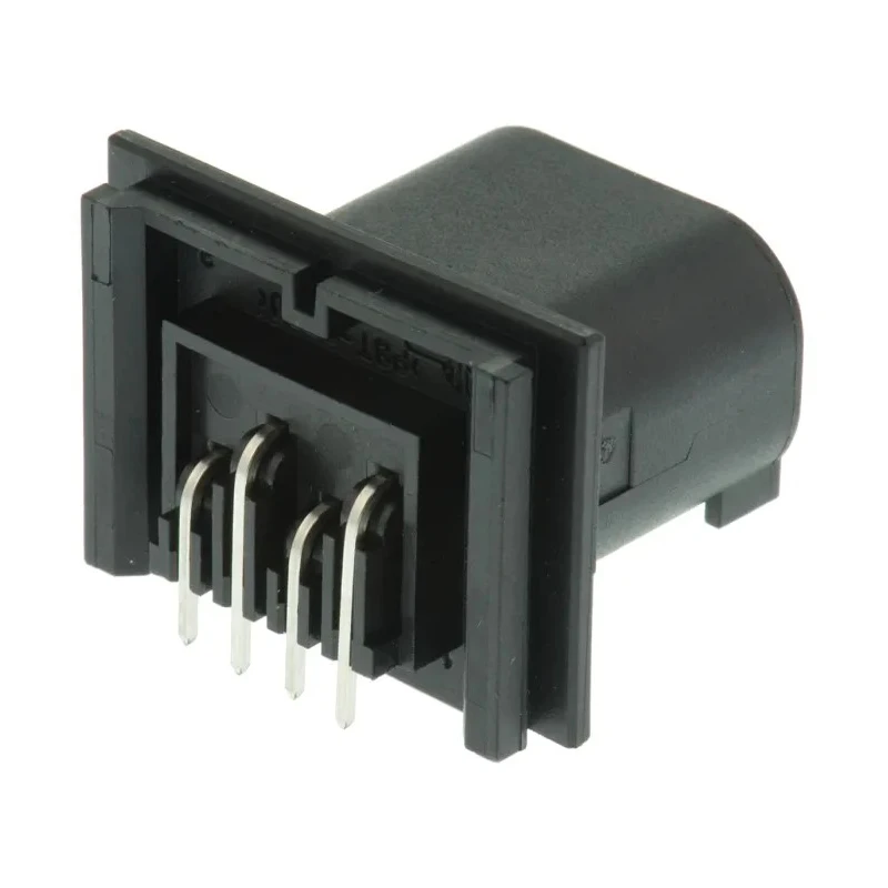 TE Connectivity Micro Quadlok System Automotive Connector Male Black Through Hole 4 Way Solder Termination 1-967657-1