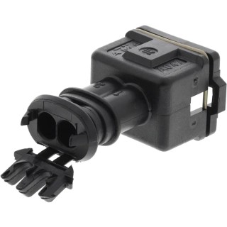 TE Connectivity Junior Power Timer Automotive Connector Female 2 Way Solder Termination Black Nylon Housing 282190-1
