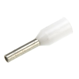 TE Connectivity Insulated Crimp Bootlace Ferrule, 6 mm Pin Length, 1 mm Pin Diameter, White to 20 AWG Wire Size 966067-1