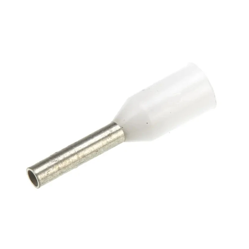 TE Connectivity Insulated Crimp Bootlace Ferrule, 6 mm Pin Length, 1 mm Pin Diameter, White to 20 AWG Wire Size 966067-1