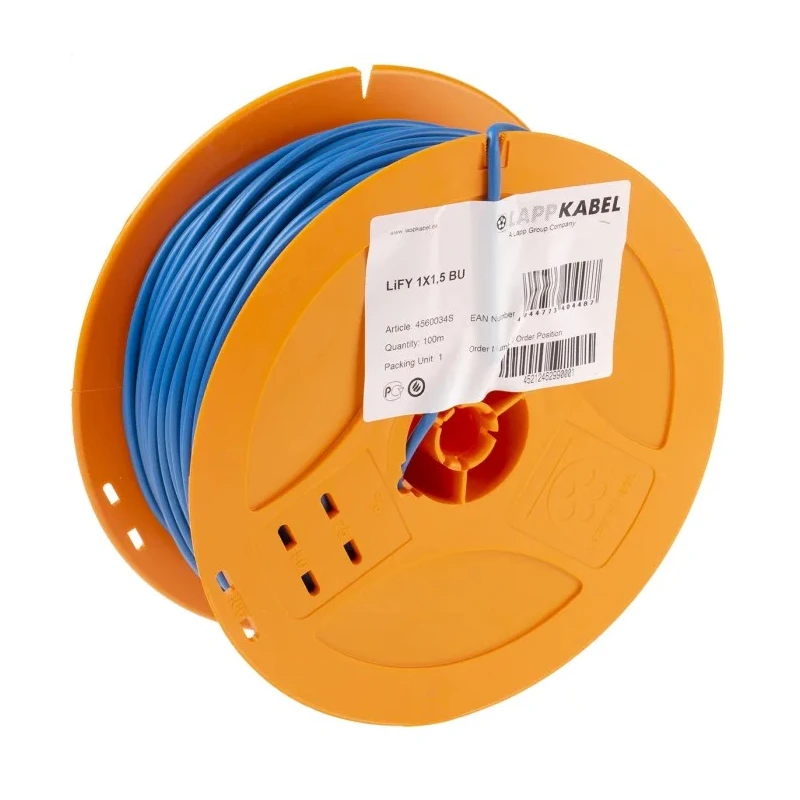 Lapp LIFY Series Blue 1.5 mm² Hook Up Wire 100 m 750V Polyvinyl Chloride 4560034S