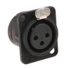 Neutrik Panel XLR Connector, Straight, 50V, 16A, Female, 3 Contacts, Gold over Nickel Plating NC3FD-L-B-1