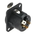 Neutrik Panel XLR Connector, Straight, 50V, 16A, Female, 3 Contacts, Gold over Nickel Plating NC3FD-L-B-1