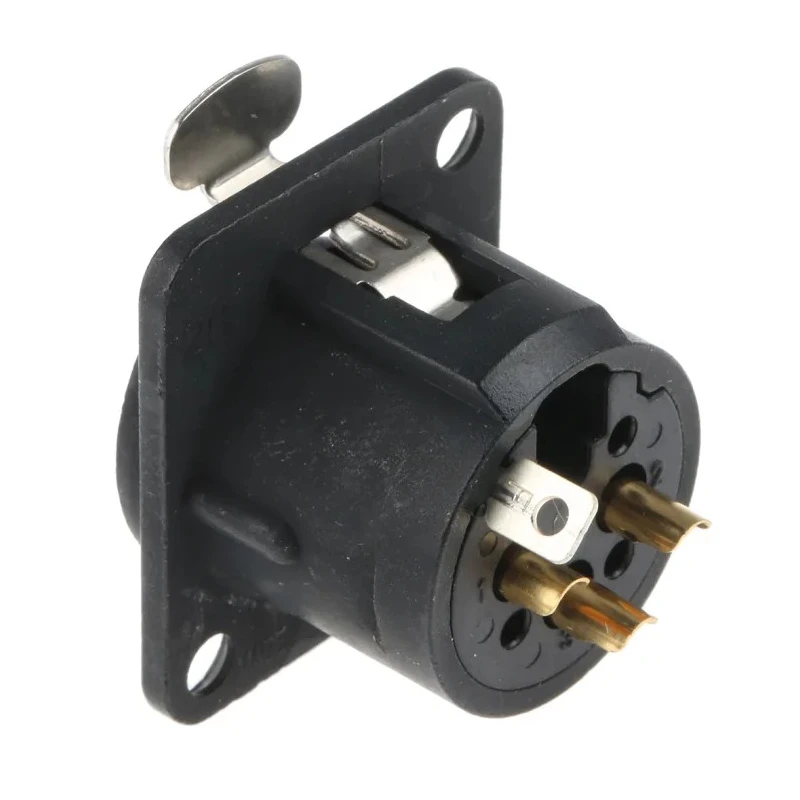 Neutrik Panel XLR Connector, Straight, 50V, 16A, Female, 3 Contacts, Gold over Nickel Plating NC3FD-L-B-1