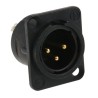 Neutrik Panel XLR Connector, Straight Orientation, 50V, Male, 3 Contact, Gold over Nickel Plating NC3MD-L-B-1