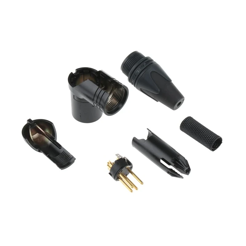 RS PRO Cable XLR Connector Right Angle 50V 10A Male 4 Contacts Gold over Nickel Plating NC4MRX-B