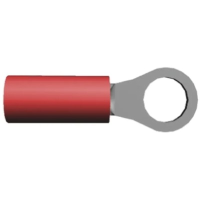 TE Connectivity PIDG Insulated Ring Terminal M5 Stud Size 22 AWG to 16 AWG Wire Size Nylon Insulation Red 31887