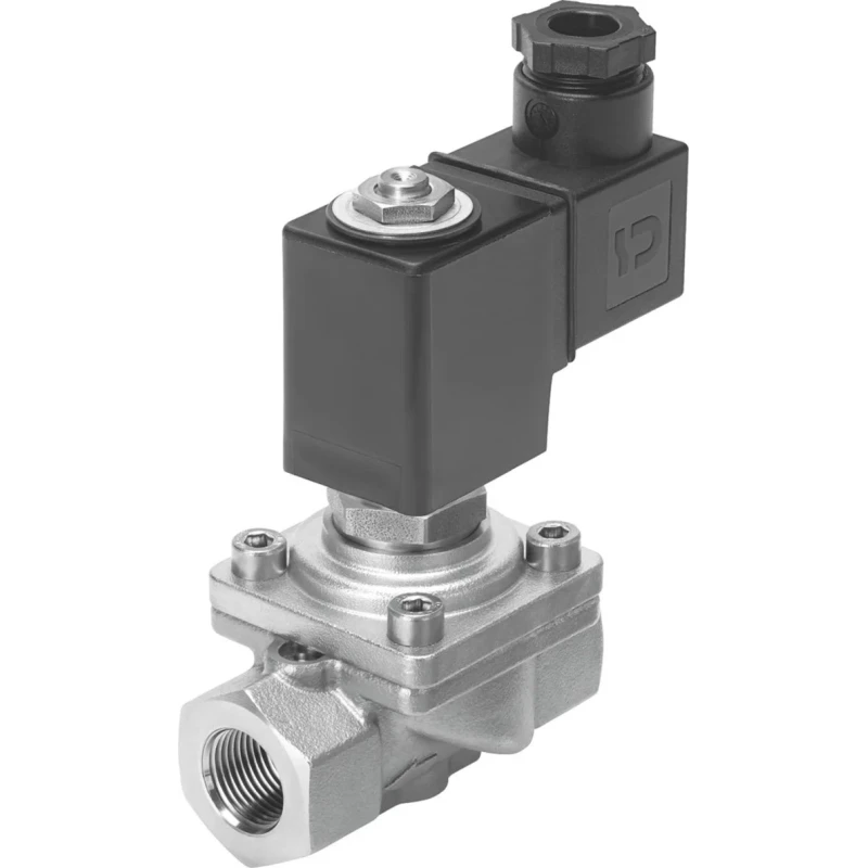 Festo Solenoid Valve Brass Body Normally Closed 2/2 Function, In Line Mount, G 3/8 Port VZWF-B-L-M22C-G38-135-E-1P4-10-R1