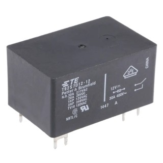 TE Connectivity PCB Power Relay 12V DC Coil 30A Switching Current DPST T92S7D12-12