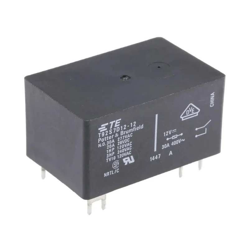 TE Connectivity PCB Power Relay 12V DC Coil 30A Switching Current DPST T92S7D12-12