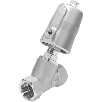 Festo Pneumatic Actuated Angle Seat Valve 40 bar 1.25 in Threaded Connections VZXF-L-M22C-M-B-G114-310-M1-V4V4T-50-7