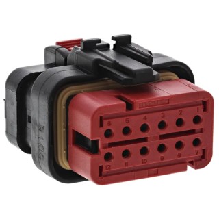 TE Connectivity AMPSEAL 16 Automotive Connector Male Red Cable 12 Way Crimp Termination 776437-1