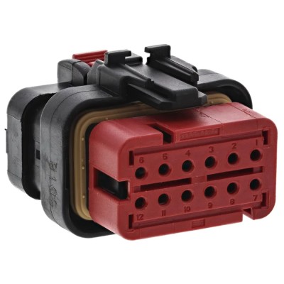 TE Connectivity AMPSEAL 16 Automotive Connector Male Red Cable 12 Way Crimp Termination 776437-1