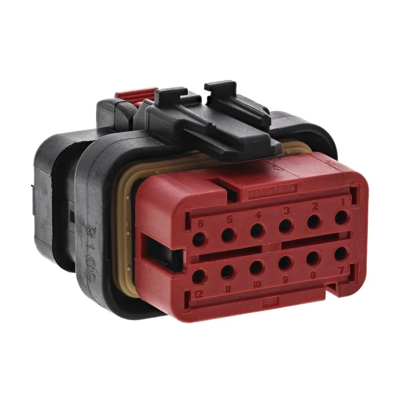 TE Connectivity AMPSEAL 16 Automotive Connector Male Red Cable 12 Way Crimp Termination 776437-1