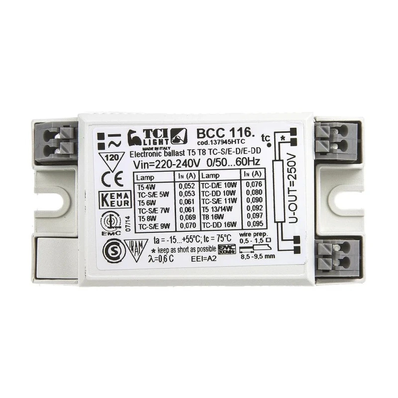 RS PRO Electronic Compact Fluorescent Lighting Ballast 220V to 240V, 1 Lamp, 1x10 W to 1x16 W 721-0841