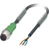 Phoenix Contact Sensor Actuator Cable 10m Polyurethane Jacket Grey Black Male 3 Way M12 to 3 Way Free Cable End 1682566