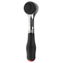 Facom 1/4 in Ratchet with Bi-Material Elastomer Handle, Satin Chrome Finish, Chrome Vanadium Steel, 106mm Overall R.360PB