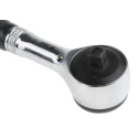 Facom 1/4 in Ratchet with Bi-Material Elastomer Handle, Satin Chrome Finish, Chrome Vanadium Steel, 106mm Overall R.360PB
