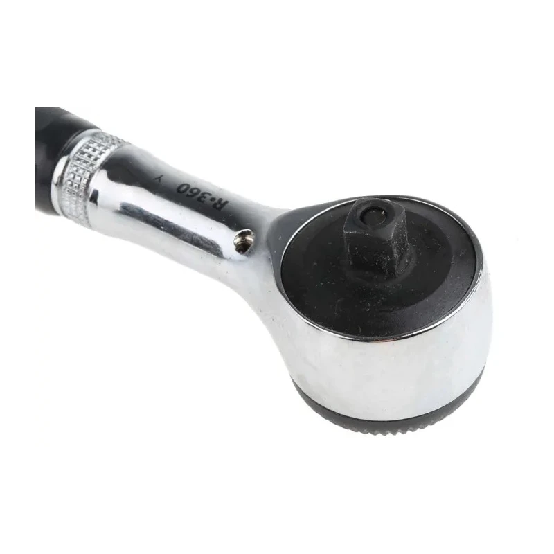 Facom 1/4 in Ratchet with Bi-Material Elastomer Handle, Satin Chrome Finish, Chrome Vanadium Steel, 106mm Overall R.360PB