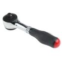 Facom 1/4 in Ratchet with Bi-Material Elastomer Handle, Satin Chrome Finish, Chrome Vanadium Steel, 106mm Overall R.360PB
