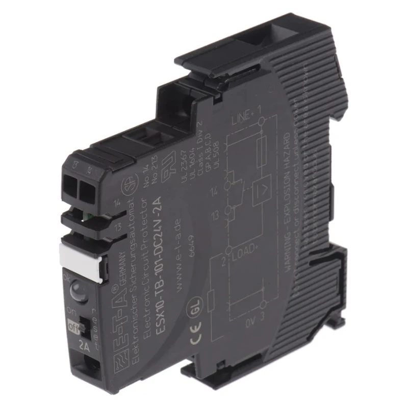 ETA ESX10-TB-101-DC24V-2A Electronic Circuit Breaker 24V 2A DIN Rail Mount ESX10-TB-101-DC24V-2A