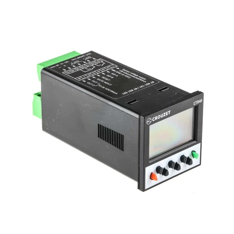 Crouzet Panel Mounted Digital 6 Digit Counter with 9mm Digit Height 30VDC Input Relay Output CTR48
