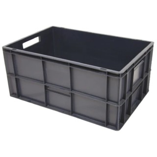 RS PRO 60L Grey Polypropylene Euro Container 600 mm x 400 mm x 270 mm 725-9170