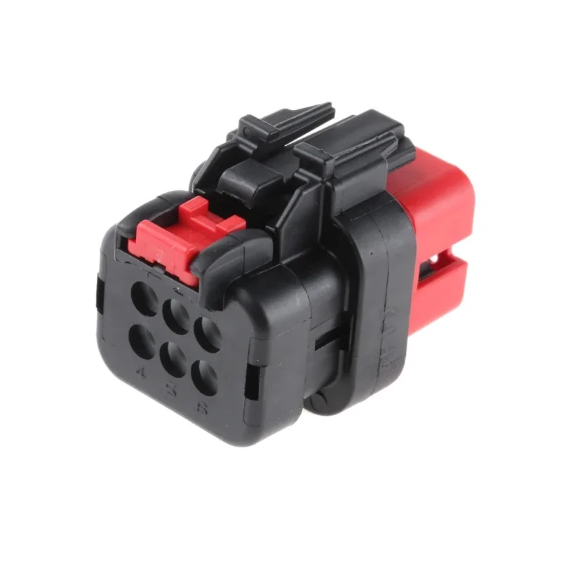 TE Connectivity AMPSEAL 16 Automotive Connector Female Red Cable 6 Way Crimp Termination 776531-1