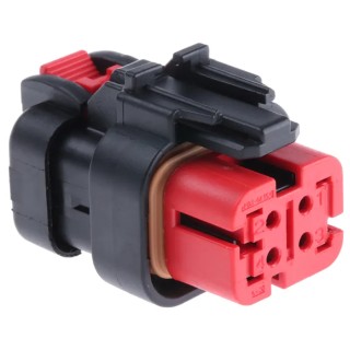 TE Connectivity AMPSEAL 16 Automotive Connector Female Red Cable 4 Way Crimp Termination 776524-1