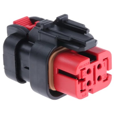 TE Connectivity AMPSEAL 16 Automotive Connector Female Red Cable 4 Way Crimp Termination 776524-1