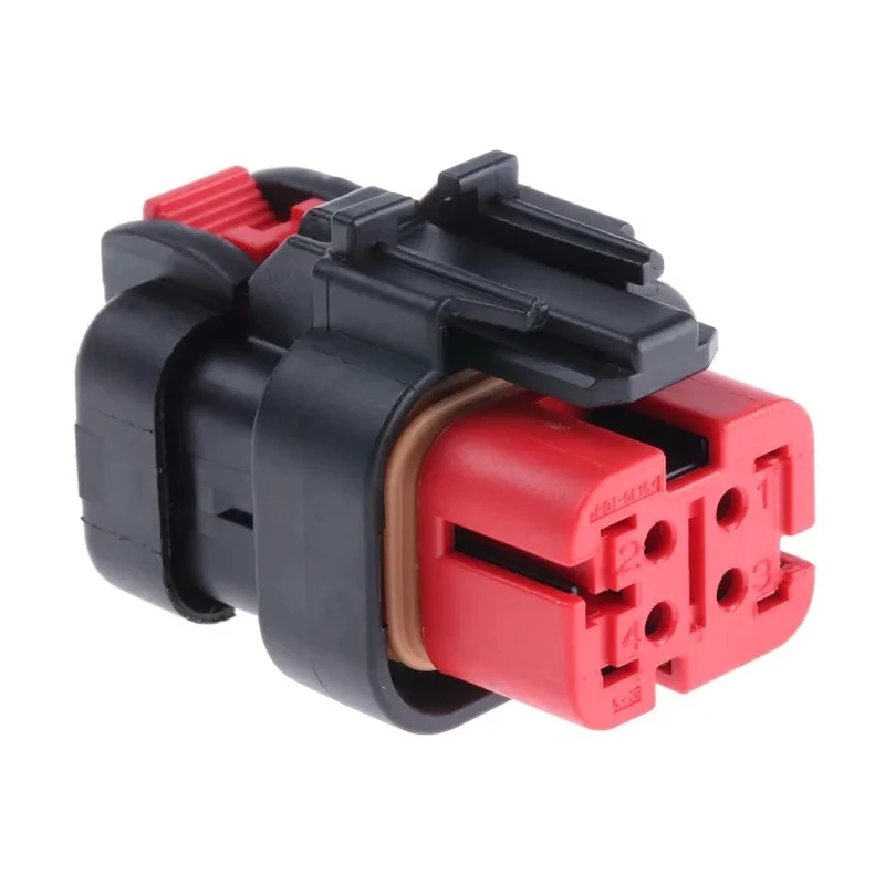 TE Connectivity AMPSEAL 16 Automotive Connector Female Red Cable 4 Way Crimp Termination 776524-1