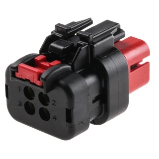 TE Connectivity AMPSEAL 16 Automotive Connector Female Red Cable 4 Way Crimp Termination 776487-1