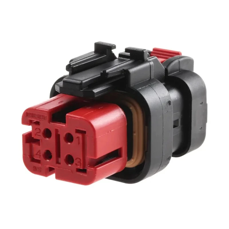 TE Connectivity AMPSEAL 16 Automotive Connector Female Red Cable 4 Way Crimp Termination 776487-1