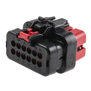 TE Connectivity AMPSEAL 16 Automotive Connector Female Red Cable 12 Way Crimp Termination 776533-1