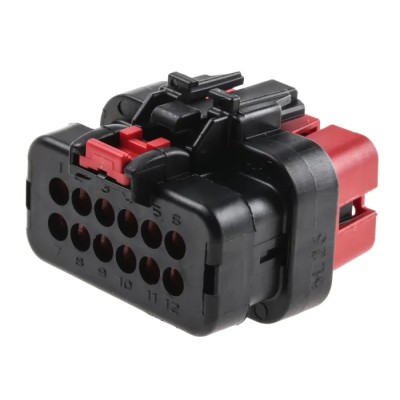 TE Connectivity AMPSEAL 16 Automotive Connector Female Red Cable 12 Way Crimp Termination 776533-1