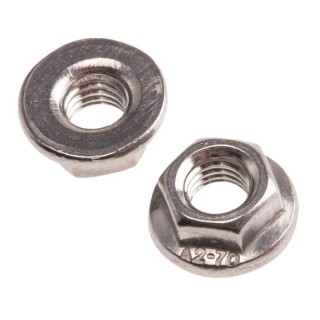 RS PRO Plain A2 Stainless Steel Flanged Hex Nut M5 11.8mm Flange Diameter 8mm Hex Size DIN 6923 725-9647