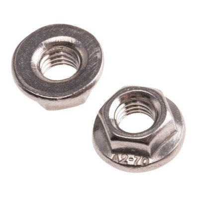 RS PRO Plain A2 Stainless Steel Flanged Hex Nut M5 11.8mm Flange Diameter 8mm Hex Size DIN 6923 725-9647