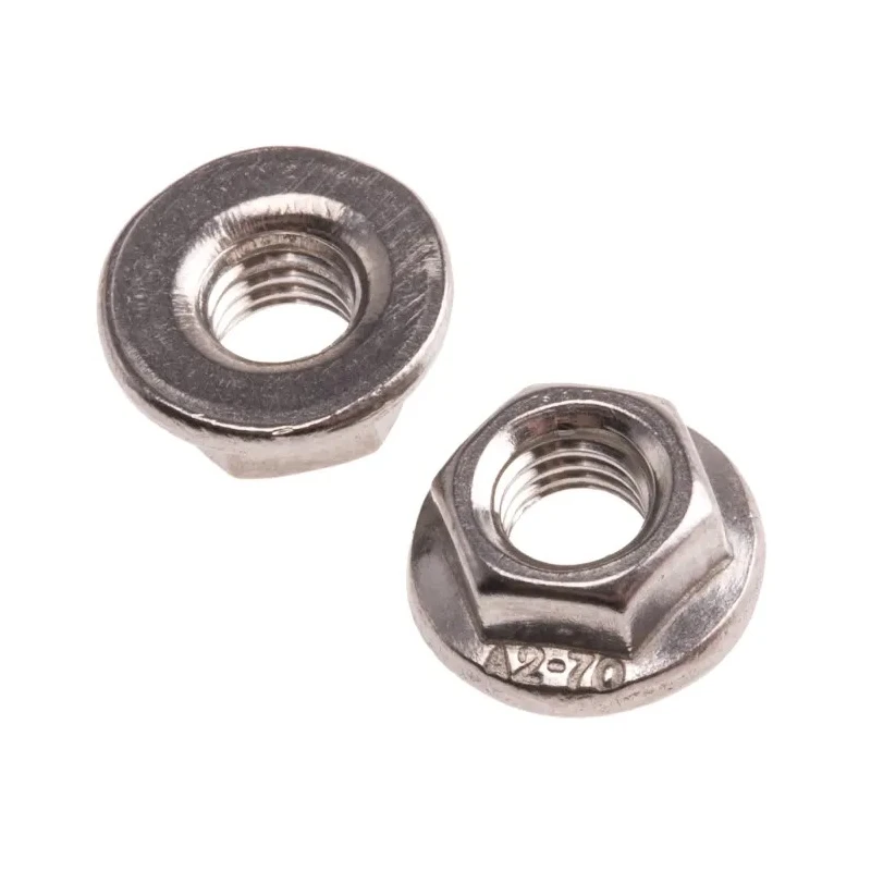 RS PRO Plain A2 Stainless Steel Flanged Hex Nut M5 11.8mm Flange Diameter 8mm Hex Size DIN 6923 725-9647