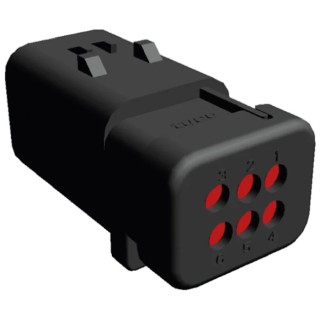 TE Connectivity AMPSEAL 16 Automotive Connector Male Red Clip 6 Way Crimp Termination 776434-1
