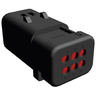 TE Connectivity AMPSEAL 16 Automotive Connector Male Red Clip 6 Way Crimp Termination 776434-1