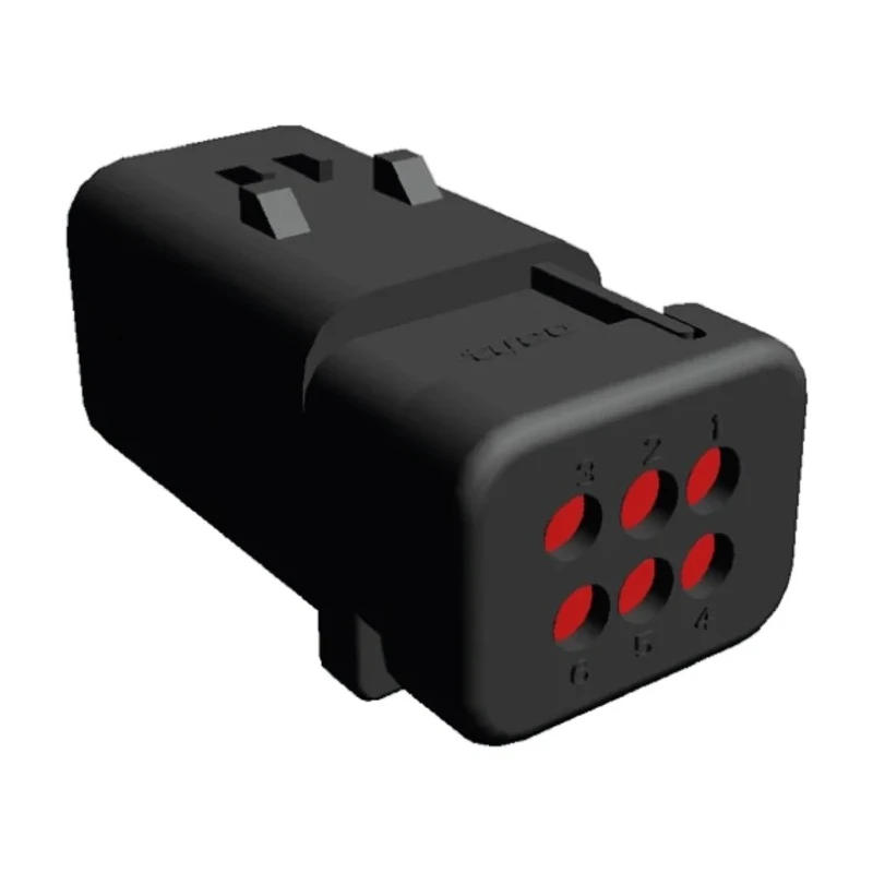 TE Connectivity AMPSEAL 16 Automotive Connector Male Red Clip 6 Way Crimp Termination 776434-1